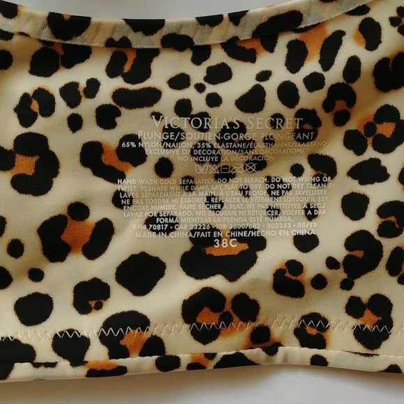 Black/Tan LEOPARD PLUNG VICTORIA SECRET BRA 38C - Picture 3 of 5